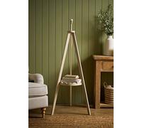 Valuelights Morrigan Wooden Scallop Edge Shelf Tripod Floor Lamp Base In Cream Cream