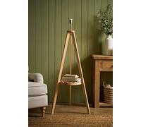 Valuelights Morrigan Wooden Scallop Edge Shelf Tripod Floor Lamp Base In Natural Natural