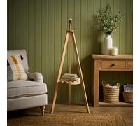 Valuelights Morrigan Wooden Scallop Edge Shelf Tripod Floor Lamp Base Only