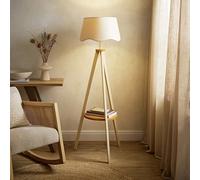 ValueLights Morrigan Wooden Tripod Floor Lamp - Cream