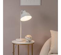 ValueLights | White Metal Stem Table Lamp with Angled Dome Shade | Home Décor, Bedside & Desk Lamp | Includes Bulb
