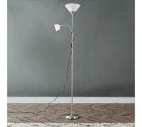 MiniSun | Modern Brushed Chrome 2 Way Mother/Father and Child Floor Lamp | Floor Lamps & Torchieres, Home Décor & Improvement Essential | Includes LED Bulbs