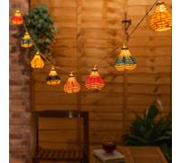 Multi Coloured Rattan 10 x Battery Operated Outdoor Garden String Lights ValueLights Multi One Size