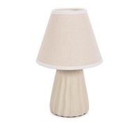 ValueLights | Natural Ceramic Textured Base Bedside Table Lamp with Linen Tapered Lampshade Living Room Bedroom Light - LED Bulb Included | Table Lamps & Home Improvements Essential