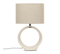 ValueLights | Natural Hoop Ceramic Table Lamp with a Fabric Lampshade Living Room Bedroom Bedside Light + LED Bulb | Table Lamps & Home Improvements Essential
