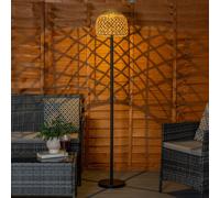 ValueLights | Natural Rope Solar Powered Outdoor Garden Light Floor Lamp with Rattan Shade