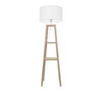 ValueLights | Natural Wood 2 Storage Shelf Floor Lamp with White Fabric Lampshade Living Room Light | Floor Lamps, Home Décor & Improvement Essential