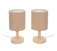 Nelly Pair of Wooden Base Bedside Table Lamps with LED Bulbs ValueLights Nude One Size