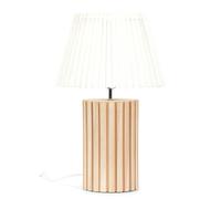 ValueLights | Natural Wood Bedside Table Lamp with a White Pleated Lampshade Shade Living Room Bedroom Light | Table Lamps, Home Décor & Improvement Essential | Included LED Bulb