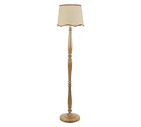 Victoria Light Wood Candlestick Floor Lamp with Linen Scallop Trim Tapered Shade ValueLights Burnt Orange One Size