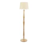 ValueLights | Natural Wood Candlestick Floor Lamp with White Trim Scallop Shade Living Room Lounge Light | Floor Lamps, Home Décor & Improvement Essential | Included LED Bulb
