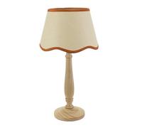 Victoria Light Wood Table Lamp with Linen Scallop Trim Tapered Shade & Bulb ValueLights Burnt Orange One Size