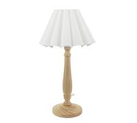 ValueLights | Natural Wood Candlestick Table Lamp with White Pleated Tapered Shade Living Room Bedroom Light | Table Lamps, Home Décor & Improvement Essential | Included LED Bulb