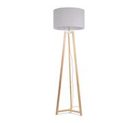 ValueLights | Natural Wood Tripod Floor Lamp with Grey Fabric Drum Lampshade Living Room Light | Floor Lamps, Home Décor & Improvement Essential | Included LED Bulb