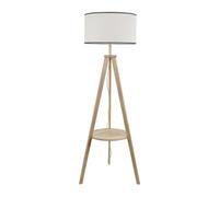 ValueLights | Natural Wood Tripod Floor Lamp with Storage Shelf and Black Trim Drum Shade Living Room Lounge Light | Floor Lamps, Home Décor & Improvement Essential | Included LED Bulb