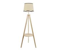 ValueLights Morrigan Scallop Black Trim Shade Tripod Floor Lamp & Bulb