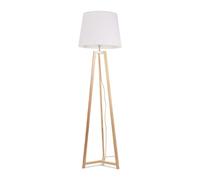 Lottie Natural Wood Tripod Floor Lamp with Fabric Tapered Shade and LED Bulb ValueLights White One Size