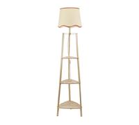 ValueLights | Natural Wooden 3 Tier Shelf Floor Lamp with Rust Trim Scallop Shade Living Room Lounge Light | Floor Lamps, Home Décor & Improvement Essential