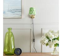 ValueLights | Plug-in Antique Brass Wall Light with Green Pleated Fabric Lampshade | Wall Lamps & Sconces, Home Décor & Improvement Essential | Includes Bulb [3000K Warm White]