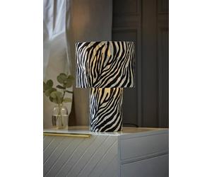 Valuelights Nessa Zebra Full Velvet Table Lamp With Led Bulb In White White