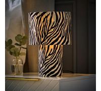 Nessa Zebra Full Velvet Table Lamp with LED Bulb ValueLights White One Size