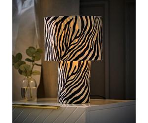 Valuelights Nessa Zebra Pattern Velvet Table Lamp And Bulb