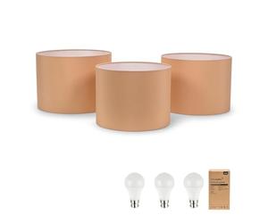 ValueLights | Nesting Fabric Ceiling Light Shades in Sand | Lamp Shades, Home Décor & Improvement Essential | Pack of 3 | 3 Sizes (S/M/L) | Includes Bulb [3000K Warm White] | 30cm Shade Width