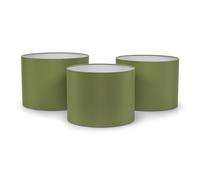 ValueLights | Set of 3 Small Medium Large Easy Fit Ceiling Light Shades Nesting Fabric Drum Lampshades - Olive Green - LED Bulbs Included | Shades & Home Improvements Essential | 30cm Shade Width