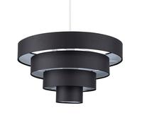 MiniSun | Modern 4 Tier Black Fabric Ceiling Light Shade | Pendant Lights, Home Décor & Improvement Essential | 40cm Shade Width