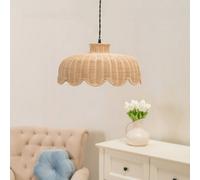 Valuelights Nevaeh Rattan Wicker Scallop Easy Fit Ceiling Light Shade And Bulb (D)38Cm