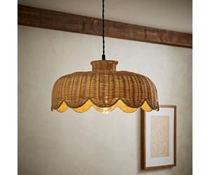Valuelights Nevaeh Rattan Wicker Scallop Easy Fit Ceiling Light Shade (D)38Cm