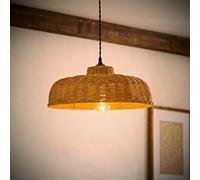 Valuelights Neveah Natural Round Rattan Pendant Ceiling Lamp Shade And Bulb