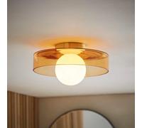 Valuelights Newbury Amber Glass Ip44 Flush Ceiling Light