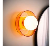 ValueLights Newbury Glass Plate with Globe Shade IP44 Bathroom Wall Light & Bulb in Amber ValueLights Amber