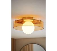 ValueLights Newbury Glass Plate with Globe Shade IP44 Bathroom Flush Ceiling Light in Amber ValueLights Amber