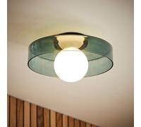 Valuelights Newbury Jade Green Glass Ip44 Flush Ceiling Light