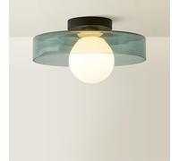 ValueLights | Newbury Jade Green Glass IP44 Flush Ceiling Light | Bathroom Ceiling Light, Home Décor & Improvement Essential