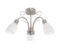 Valuelights Newlyn 3 Way Silver Chrome Ceiling Light Fitting With White Frosted Glass Shades - Led Golfball Bulbs 3000K Warm White