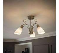 MiniSun | Modern 3 Way Silver Brushed Chrome Ceiling Light Fitting with White Frosted Glass Shades | Pendant Lights, Home Décor & Improvement Essential | Mains Wired