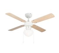 Valuelights Nimrod 42" 4 Blade Wood & White Ceiling Light Fan With Bulb