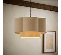 Valuelights Nora 45Cm Natural 2 Tier Linen Scallop Easy Fit Ceiling Lamp Shade