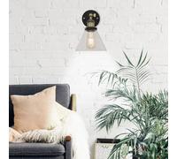Valuelights Norton Industrial Black And Gold Wall Light Fitting With Clear Glass Light Shade