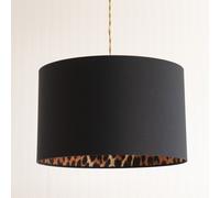 ValueLights | Oasis Black Fabric with Leopard Print Inner Drum Ceiling Small Lamp Shade