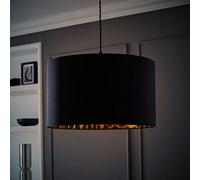 Valuelights Oasis Black Fabric With Leopard Print Inner Drum Large Lamp Shade And Bulb (D)41Cm