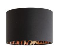 ValueLights | Oasis Black Fabric with Leopard Print Inner Drum Small Lamp Shade with LED Bulb