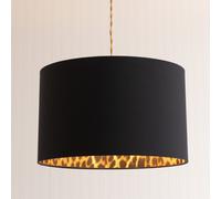 ValueLights | Oasis Black Fabric with Leopard Print Inner Drum Small Lamp Shade with LED Bulb