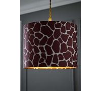 ValueLights | Oasis Giraffe Print Fabric with Metallic Gold Inner Drum Ceiling Lamp Shade | 250mm Shade Width