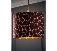 ValueLights | Oasis Giraffe Print Fabric with Metallic Gold Inner Drum Lamp Shade and LED Bulb | 250mm Shade Width