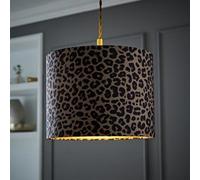 Valuelights Oasis Leopard Print Fabric With Metallic Gold Inner Drum Ceiling Lamp Shade (D)25Cm