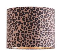 ValueLights | Oasis Leopard Print Fabric with Metallic Gold Inner Drum Lamp Shade and LED Bulb | 250mm Shade Width